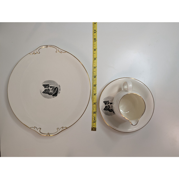 Rare Royal Winton Grimwades Yukon Husky Dog Cake Plate Cream Set Vintage England - Picture 7 of 10